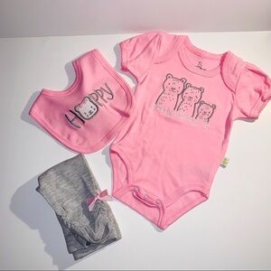 Duck Duck Goose Baby 3 piece set Pink/Grey 0-3 M